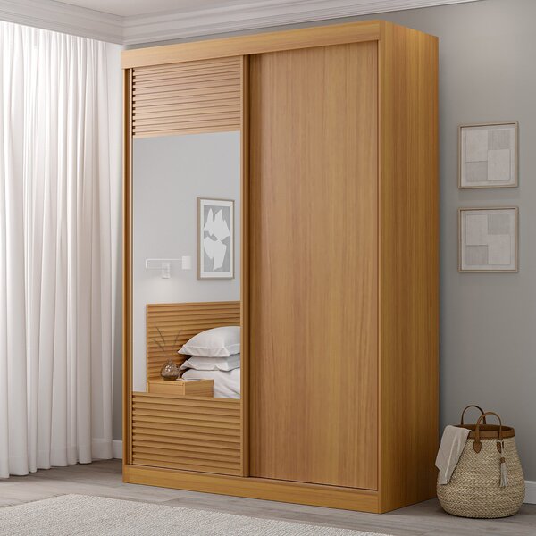 Guarda-roupa Solteiro 2 Portas 1 Porta Com Espelho Samambaia