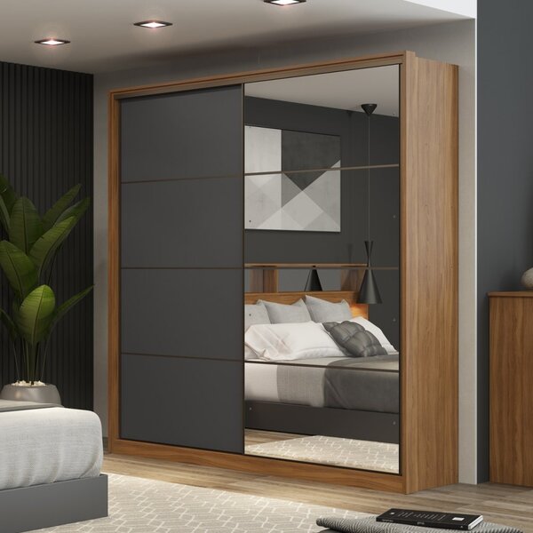 Guarda Roupa Solteiro 2 Portas 1 Porta Espelho Flex Belga Ii