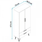 Guarda-roupa Solteiro 2 Portas 2 Gavetas Branco/metal Preto B