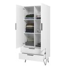 Guarda-roupa Solteiro 2 Portas 2 Gavetas Branco/metal Preto B