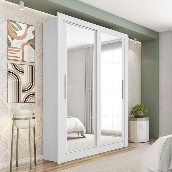 Guarda-roupa Solteiro 2 Portas 2 Gavetas Com Espelho 80022002