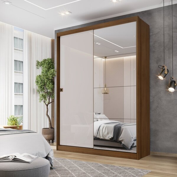 Guarda Roupa Solteiro 2 Portas 2 Gavetas Com Espelho Duquesa