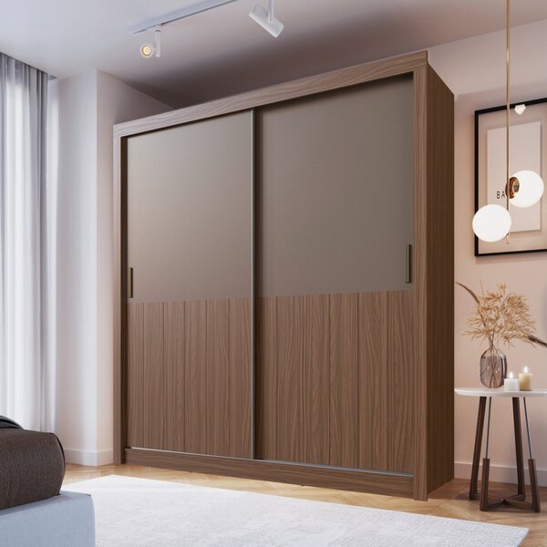 Guarda Roupa Solteiro 2 Portas 2 Gavetas Dublin  Nogueira/fen