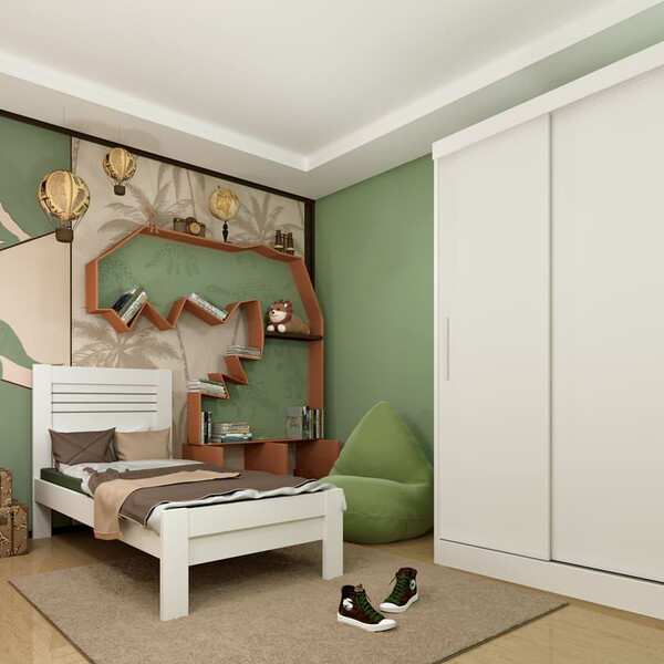 Guarda Roupa Solteiro 2 Portas 2 Gavetas - Firenze-neve - Tci