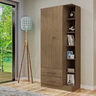 Guarda Roupa Solteiro 2 Portas 2 Gavetas Moju  Nogueira