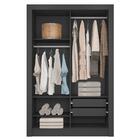 Guarda Roupa Solteiro 2 Portas 2 Gavetas Preto New Glass