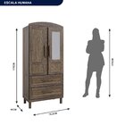 Guarda-roupa Solteiro 2 Portas 2 Gavetas Santana Imbuia Natur