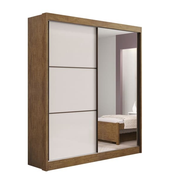 Guarda Roupa Solteiro 2 Portas 3 Gavetas - Atenas-ypê/off Whi