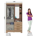Guarda Roupa Solteiro 2 Portas 3 Gavetas B64 Briz Jequitibá