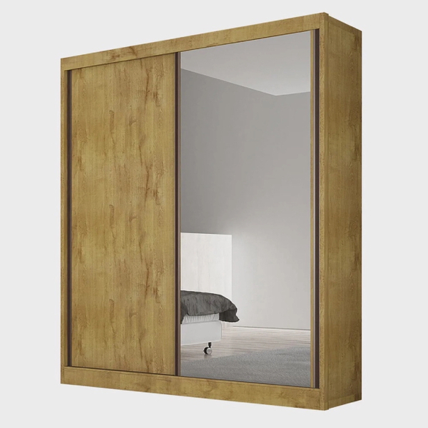 Guarda Roupa Solteiro 2 Portas 3 Gavetas Com Espelho Virtus P