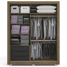 Guarda-roupa Solteiro 2 Portas 3 Gavetas Nogueira/preto Cbpm5