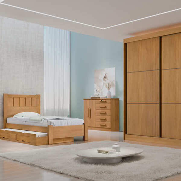 Guarda Roupa Solteiro 2 Portas 3 Gavetas - Santorini-cinamomo