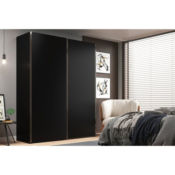 Guarda Roupa Solteiro 2 Portas 3 Gavetas Veneto Preto