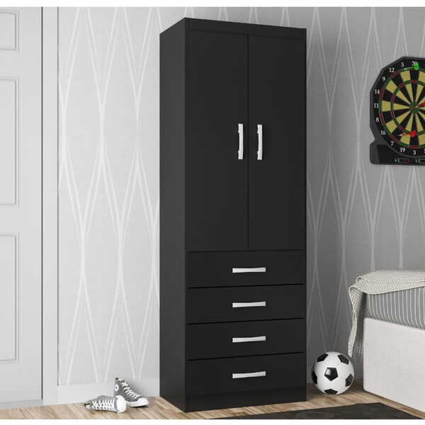 Guarda Roupa Solteiro 2 Portas 4 Gavetas Cms24 Evidência Móve