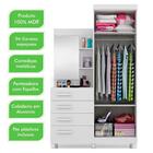 Guarda Roupa Solteiro 2 Portas 4 Gavetas Mdf Melissa Acp Móve