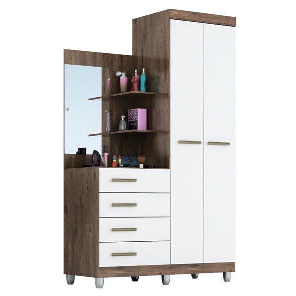 Guarda Roupa Solteiro 2 Portas 4 Gavetas Mdf Melissa Acp Móve