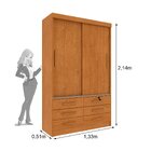 Guarda Roupa Solteiro 2 Portas 6 Gavetas 133cm Chicago   Cina