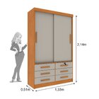 Guarda Roupa Solteiro 2 Portas 6 Gavetas 133cm Chicago   Cina