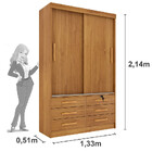 Guarda Roupa Solteiro 2 Portas 6 Gavetas - Chicago-cinamomo -