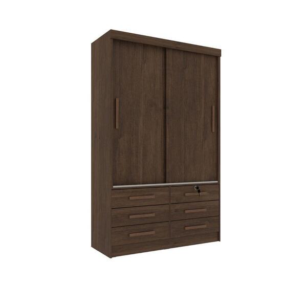 Guarda Roupa Solteiro 2 Portas 6 Gavetas Chicago Tcil Cacau