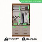 Guarda Roupa Solteiro 2 Portas 6 Gavetas Luana  Cinamomo/off-
