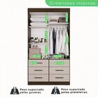 Guarda Roupa Solteiro 2 Portas 6 Gavetas Luana Savana/off Whi