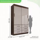 Guarda Roupa Solteiro 2 Portas 6 Gavetas Luana Savana/off Whi