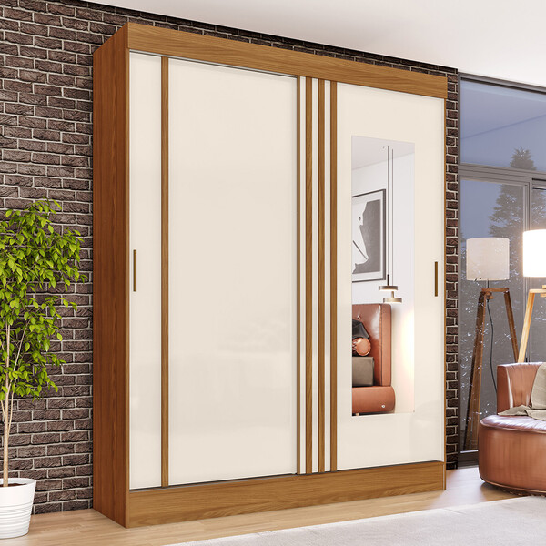 Guarda Roupa Solteiro 2 Portas Com Espelho 2 Gavetas Marcel C