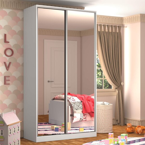 Guarda-roupa Solteiro 2 Portas Com Espelho 3 Gavetas Branco