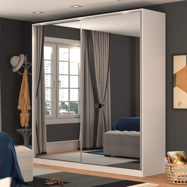 Guarda-roupa Solteiro 2 Portas Com Espelho 3 Gavetas Rc2006 B