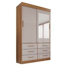 Guarda Roupa Solteiro 2 Portas Com Espelho 6 Gavetas Luana  C
