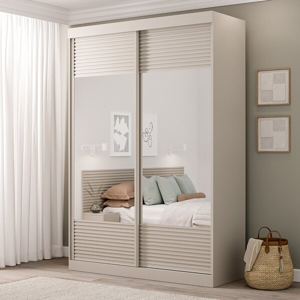 Guarda-roupa Solteiro 2 Portas Com Espelho Samambaia Cabecasa