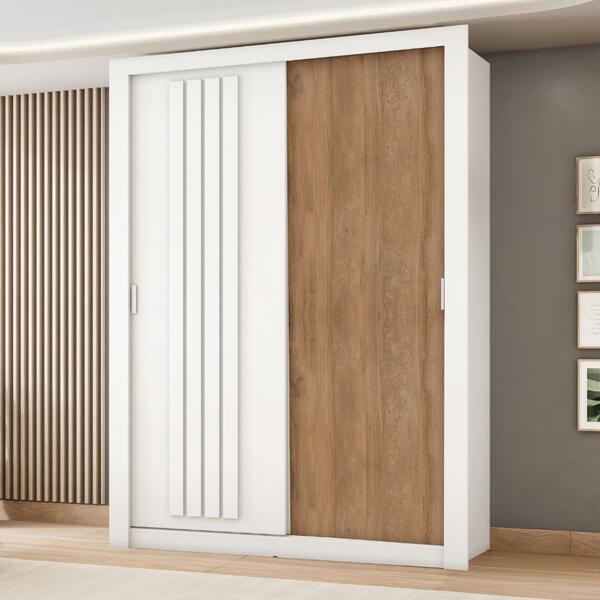 Guarda Roupa Solteiro 2 Portas Darvi Carraro Ripado Branco Co