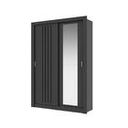 Guarda Roupa Solteiro 2 Portas Darvi Lux Carraro Ripado Preto
