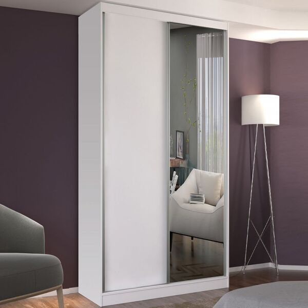 Guarda-roupa Solteiro 2 Portas De Correr 1 Espelho 100% Mdf 8