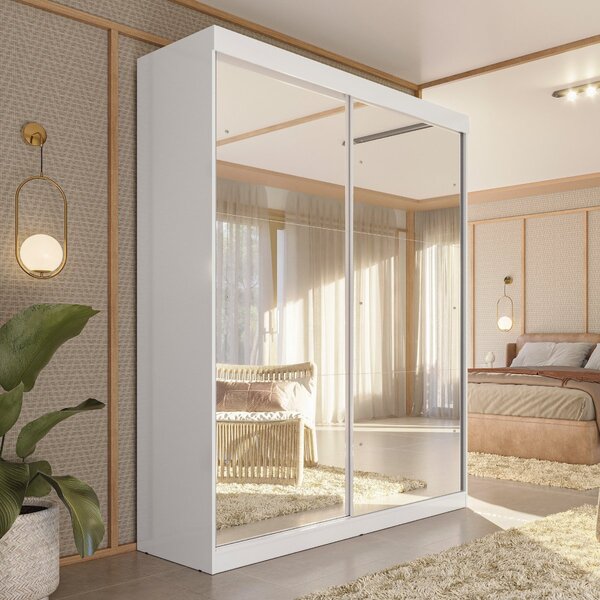 Guarda-roupa Solteiro 2 Portas De Correr 2 Gavetas E 6 Espelh