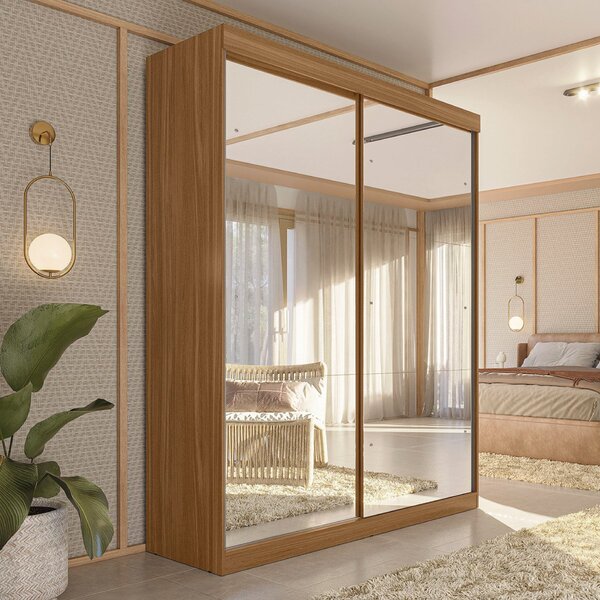 Guarda-roupa Solteiro 2 Portas De Correr 2 Gavetas E 6 Espelh