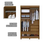 Guarda Roupa Solteiro 2 Portas De Correr 2 Gavetas Paris Conq