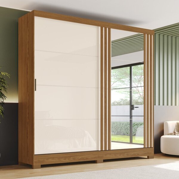 Guarda-roupa Solteiro 2 Portas De Correr 3 Gavetas Com Espelh