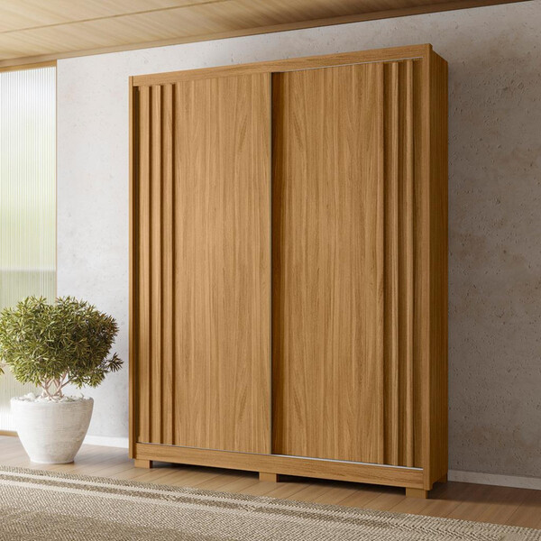 Guarda Roupa Solteiro 2 Portas De Correr 3 Gavetas Ripado Col