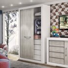 Guarda-roupa Solteiro 2 Portas De Correr 4 Gavetas News  Bran