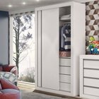 Guarda-roupa Solteiro 2 Portas De Correr 4 Gavetas News  Bran