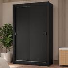 Guarda-roupa Solteiro 2 Portas De Correr 4 Gavetas Preto Viva