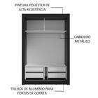 Guarda-roupa Solteiro 2 Portas De Correr 4 Gavetas Preto Viva