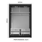 Guarda-roupa Solteiro 2 Portas De Correr 4 Gavetas Preto Viva