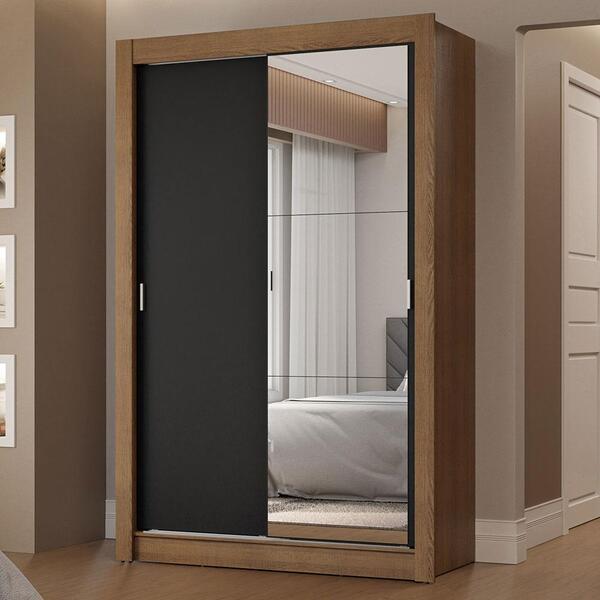 Guarda-roupa Solteiro 2 Portas De Correr Com Espelho 2 Gaveta