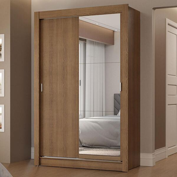 Guarda-roupa Solteiro 2 Portas De Correr Com Espelho 2 Gaveta