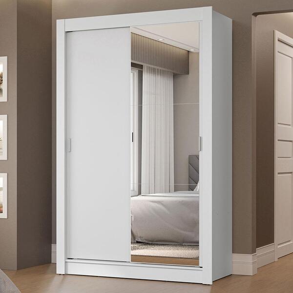 Guarda-roupa Solteiro 2 Portas De Correr Com Espelho 2 Gaveta