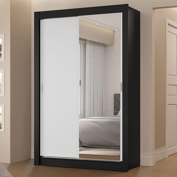 Guarda-roupa Solteiro 2 Portas De Correr Com Espelho 2 Gaveta