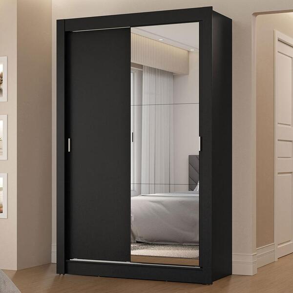 Guarda-roupa Solteiro 2 Portas De Correr Com Espelho 2 Gaveta